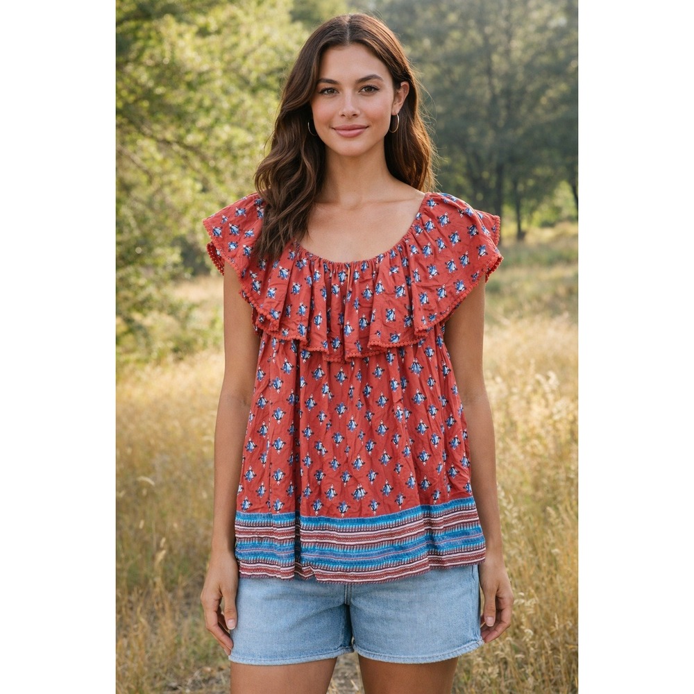 Faded Glory Blouse Womens Sz 2XL Plus‎ Peasant Off Shoulder Top Shirt Flowy Boho